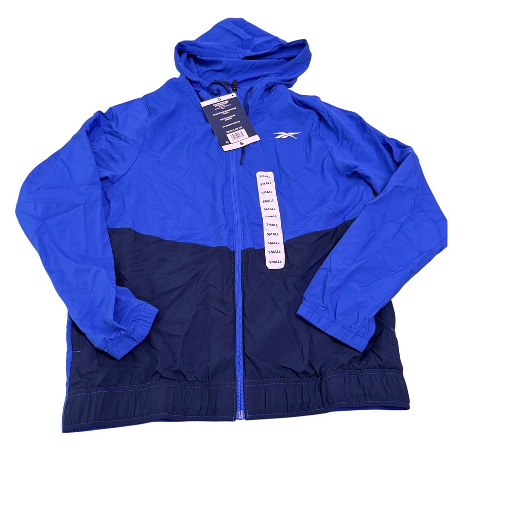 Reebok Mens Full Zip Training Woven‎ Jacket Blue Navy Small Athletic Regular fit